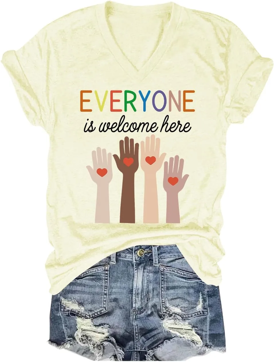 Футболка с v-образным вырезом everyone is welcome here idaho teacher
