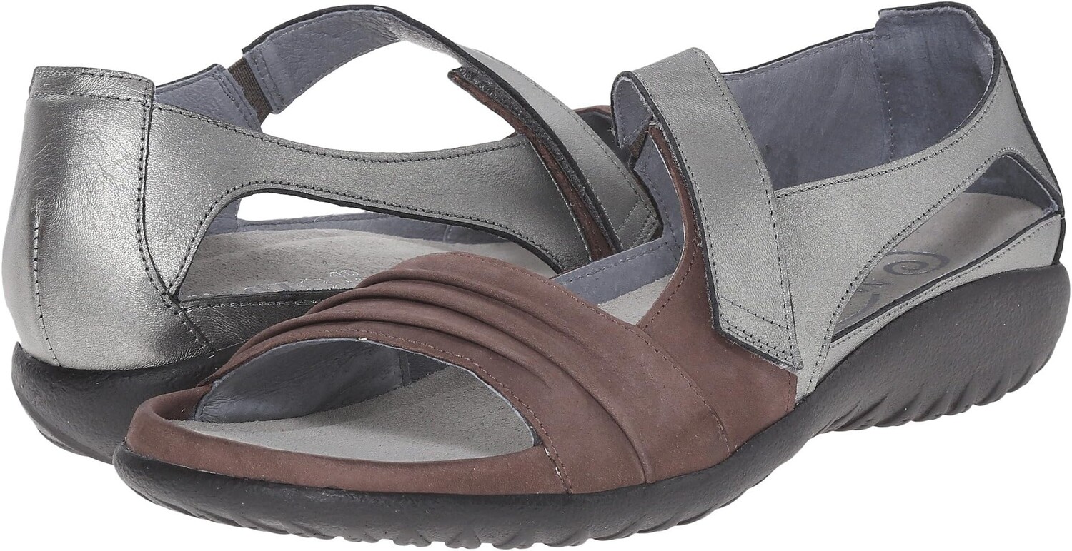 Сандалии на плоской подошве Papaki Naot, цвет Shiitake Nubuck/Sterling Leather
