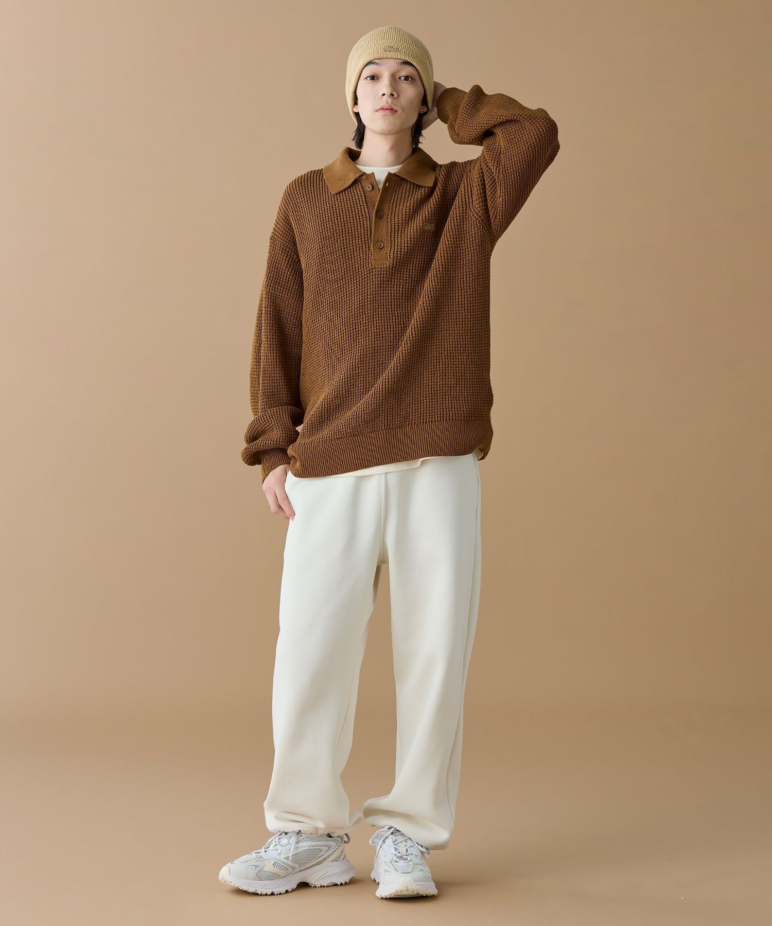 Свитер LACOSTE Вафельный вязаный Camel — фото 2