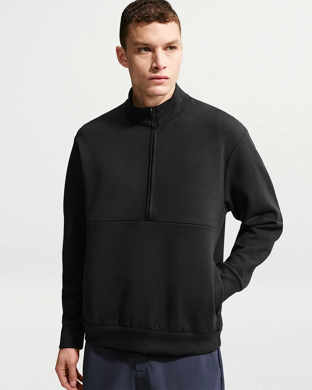 Мужская футболка с половинной молнией Nike 24.7 ImpossiblySoft Dri-FIT, Black/Dark Smoke Grey