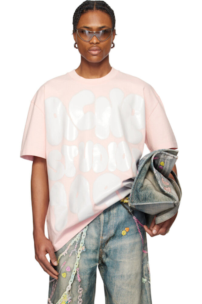 

Розовая футболка свободного кроя с логотипом Acne Studios