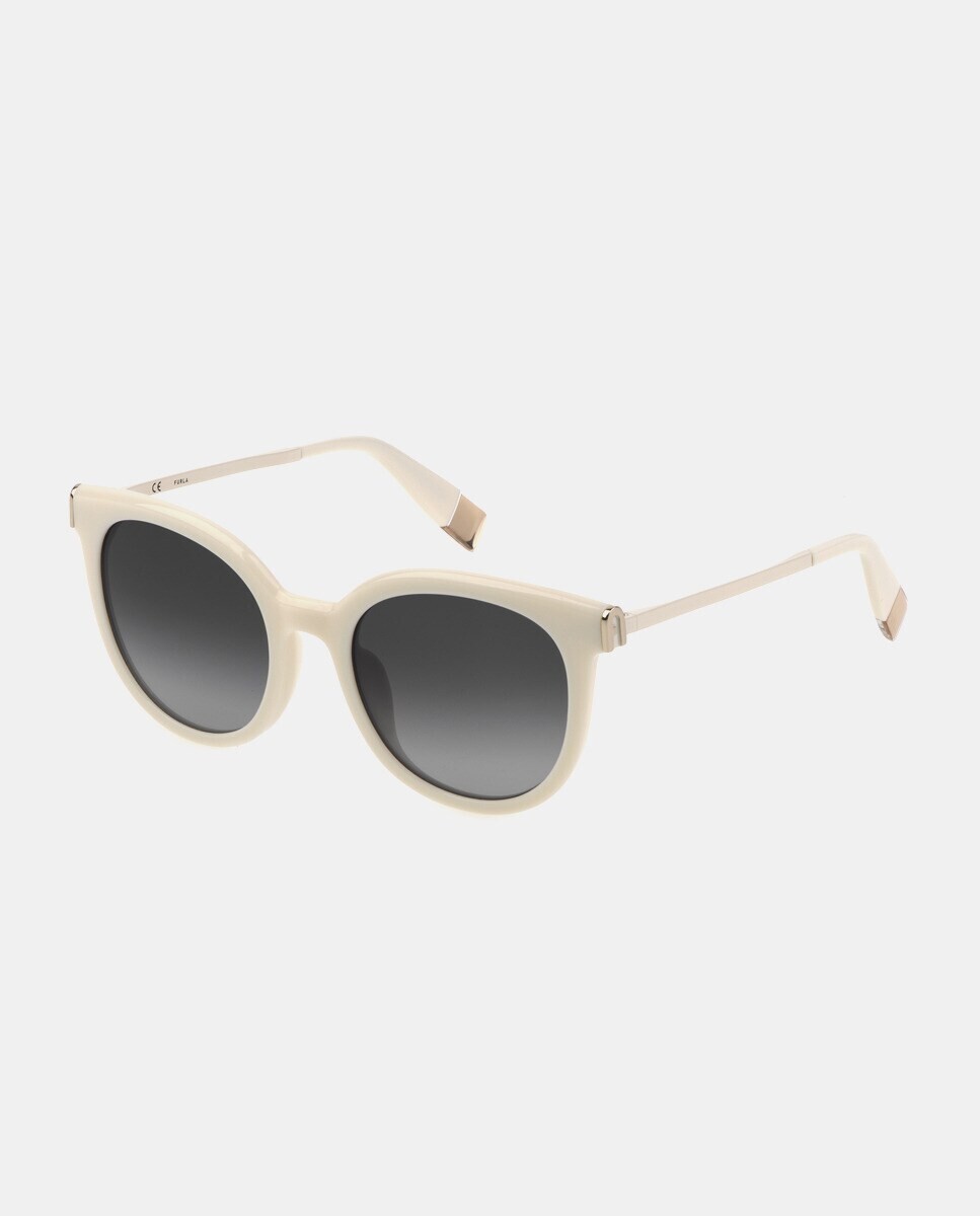 

Круглые женские солнцезащитные очки из ацетата и металла цвета экрю Furla