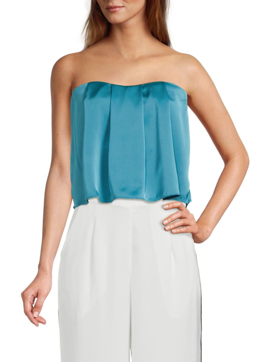 

Атласный топ без бретелек Kennedi Ramy Brook, цвет Western Blue