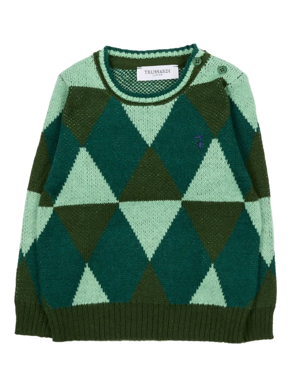 

Джемпер с круглым вырезом и узором «аргайл» TRUSSARDI JUNIOR, зеленый