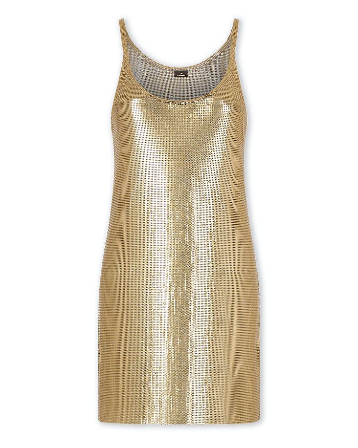 

Майка-платье Mini Dress с сетчатыми вставками Rabanne, золотой