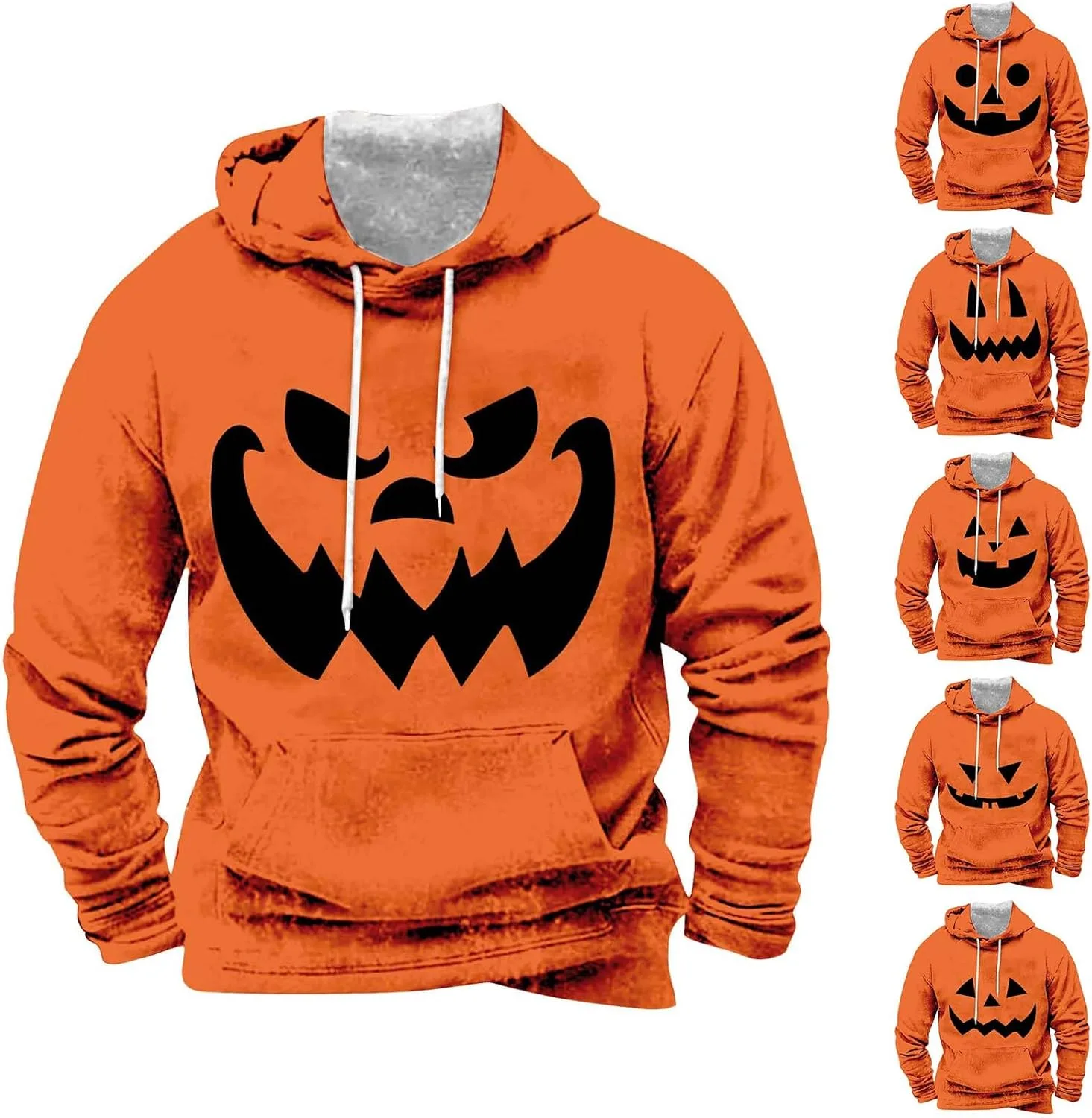 Толстовка с капюшоном Halloween Pumpkin Face для мужчин, оверсайз — фото 2