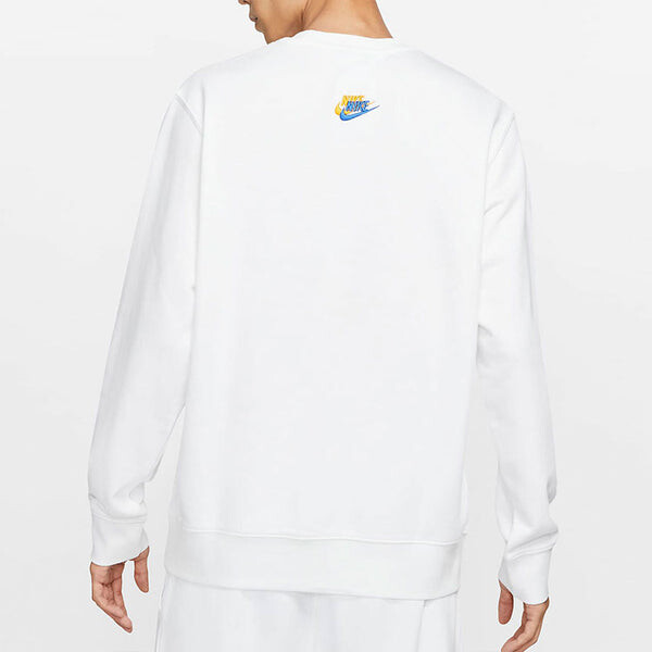 Толстовка Men's Nike Contrasting Colors Logo Casual Sports Round Neck Embroidered Pullover White, черный — фото 4