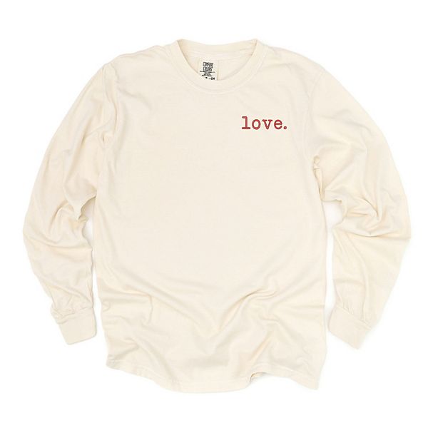

Вышитая майка love typewriter с длинным рукавом, окрашенная в стиле garment dyed Simply Sage Market, Ivory