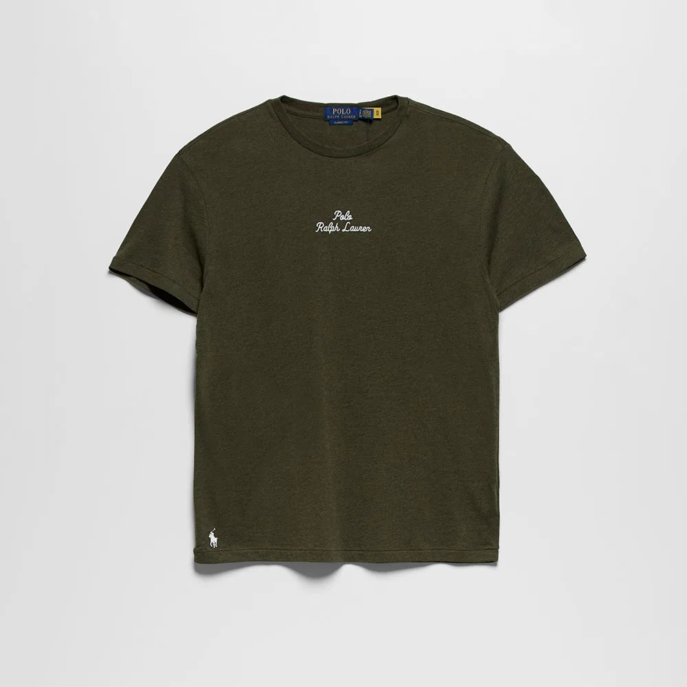 Мужская зелёная футболка-джерси с классическим логотипом от Polo Ralph Lauren