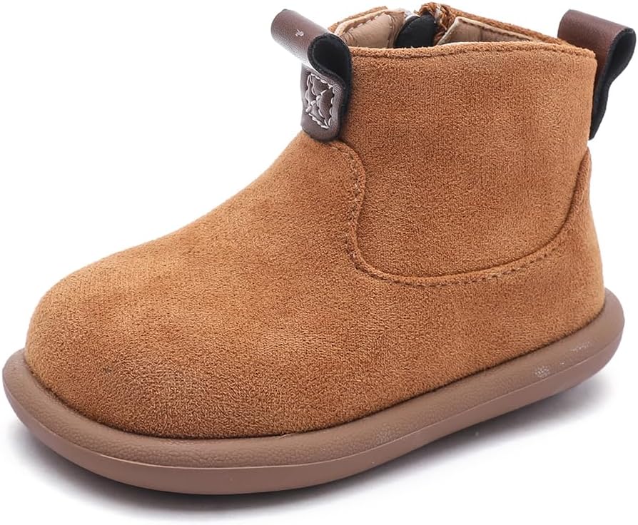 

Детские ботинки LIZISHU из замши на молнии с широким носком и противоскользящей подошвой, зимние ботиночки для малышей 1-3 лет, для девочек и мальчиков, ботильоны, Brown