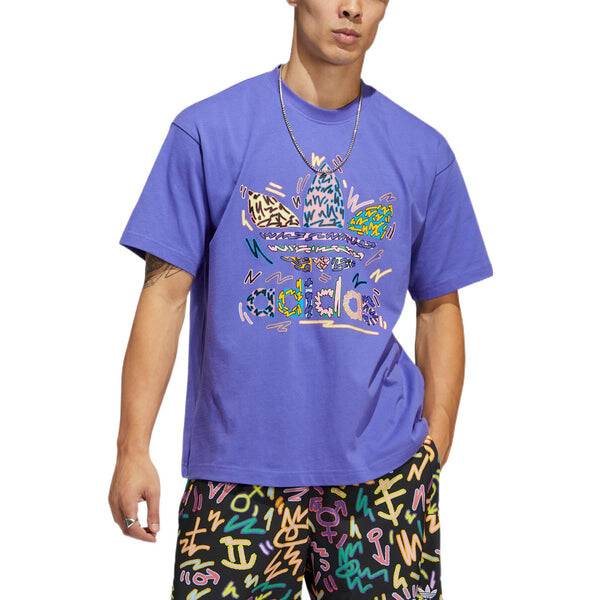Футболка adidas originals Large Logo Alphabet Round Neck Casual Sports Short Sleeve Couple Style Purple, фиолетовый — фото 3