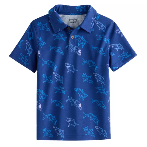 

Поло из джерси с принтом по всей поверхности для мальчиков 4–12 лет Jumping Beans, цвет blue shark print