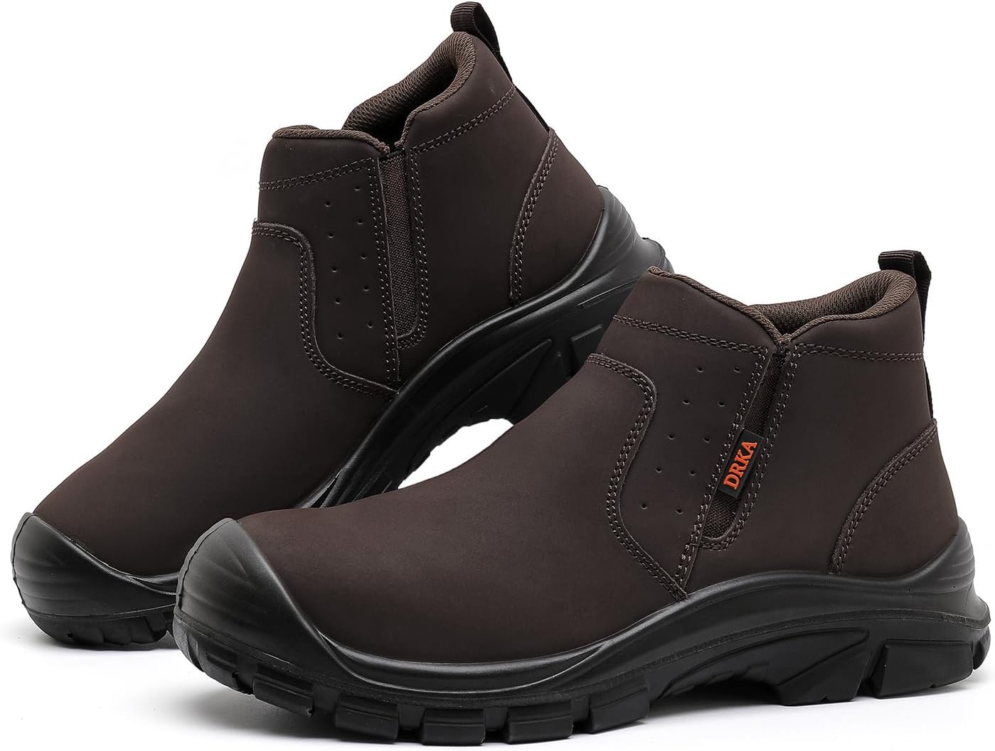 

Мужские ботинки DRKA Chelsea с стальным носком - водонепроницаемая рабочая обувь EH для строительства и промышленности, противоскользящие, Brown2501