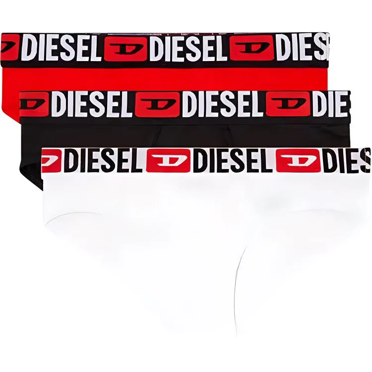Трусы с логотипом на поясе (3 шт) DIESEL, 3 pack (красный+черный+белый)