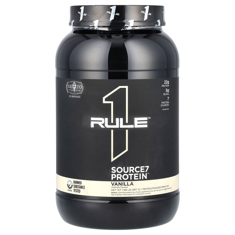 

Rule One Proteins, Source7, протеиновая смесь для приготовления напитка, со вкусом ванили, 897 г (1,98 фунта)