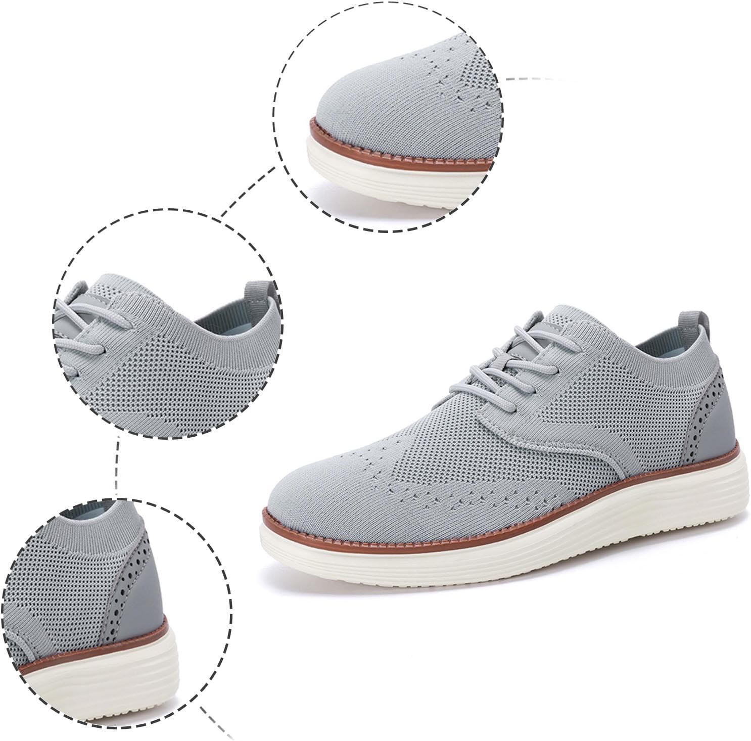 Мужские кроссовки Oxfords, легкие вязаные слипоны на шнуровке, сетчатые лоферы, классические нескользящие кроссовки для спорта, тренажерного зала, тенниса и ходьбы Xjypuu2, серый — фото 3