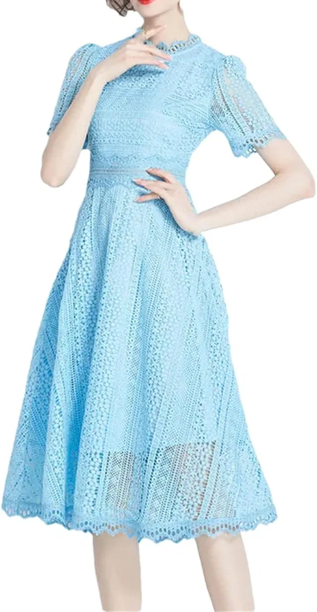 Женское платье миди с кружевной вышивкой Vintage, 22