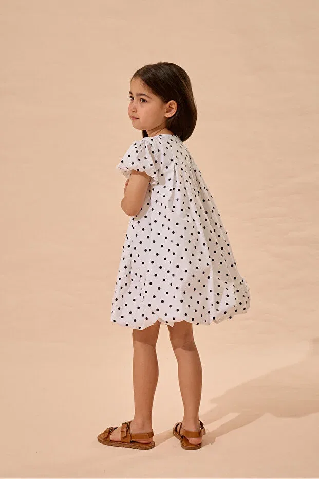 Детское платье для девочек с принтом Fahhar Kids, Black Polka Dot — фото 3