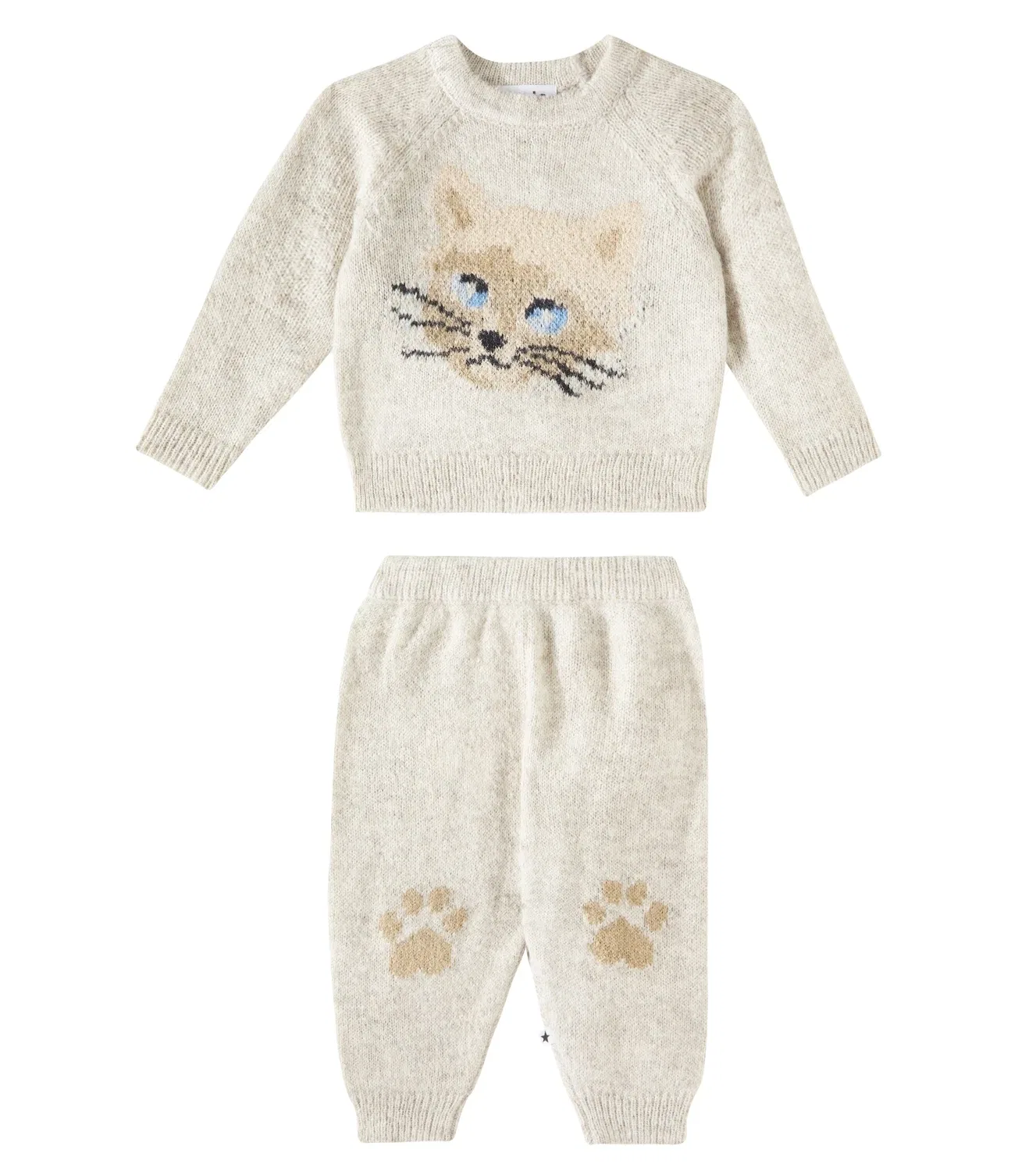 Комплект из свитера и брюк из смесовой альпаки Kitten Knit Molo, бежевый