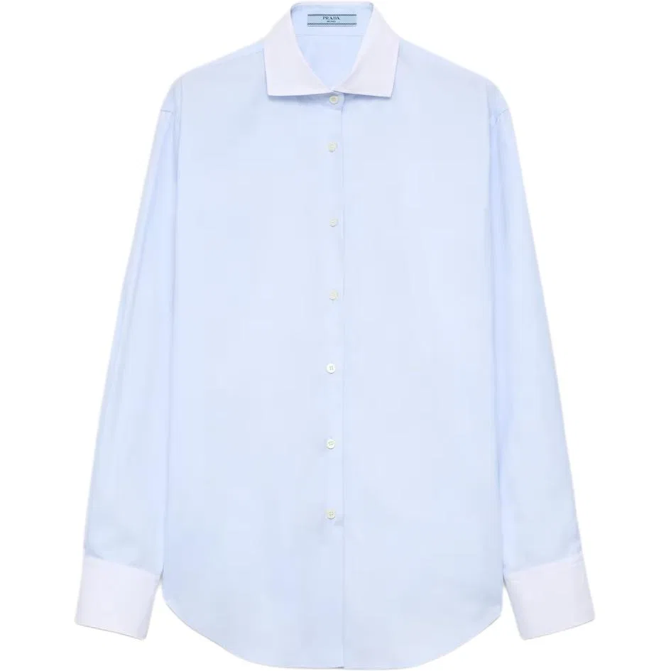 Мужская рубашка с вышитым логотипом PRADA, Blue