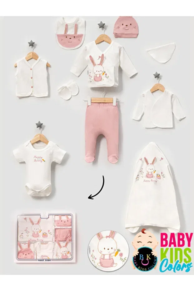 Детский комплект одежды для новорожденных хлопковый Boxed-Rabbit Baby Kids Colors, Powder