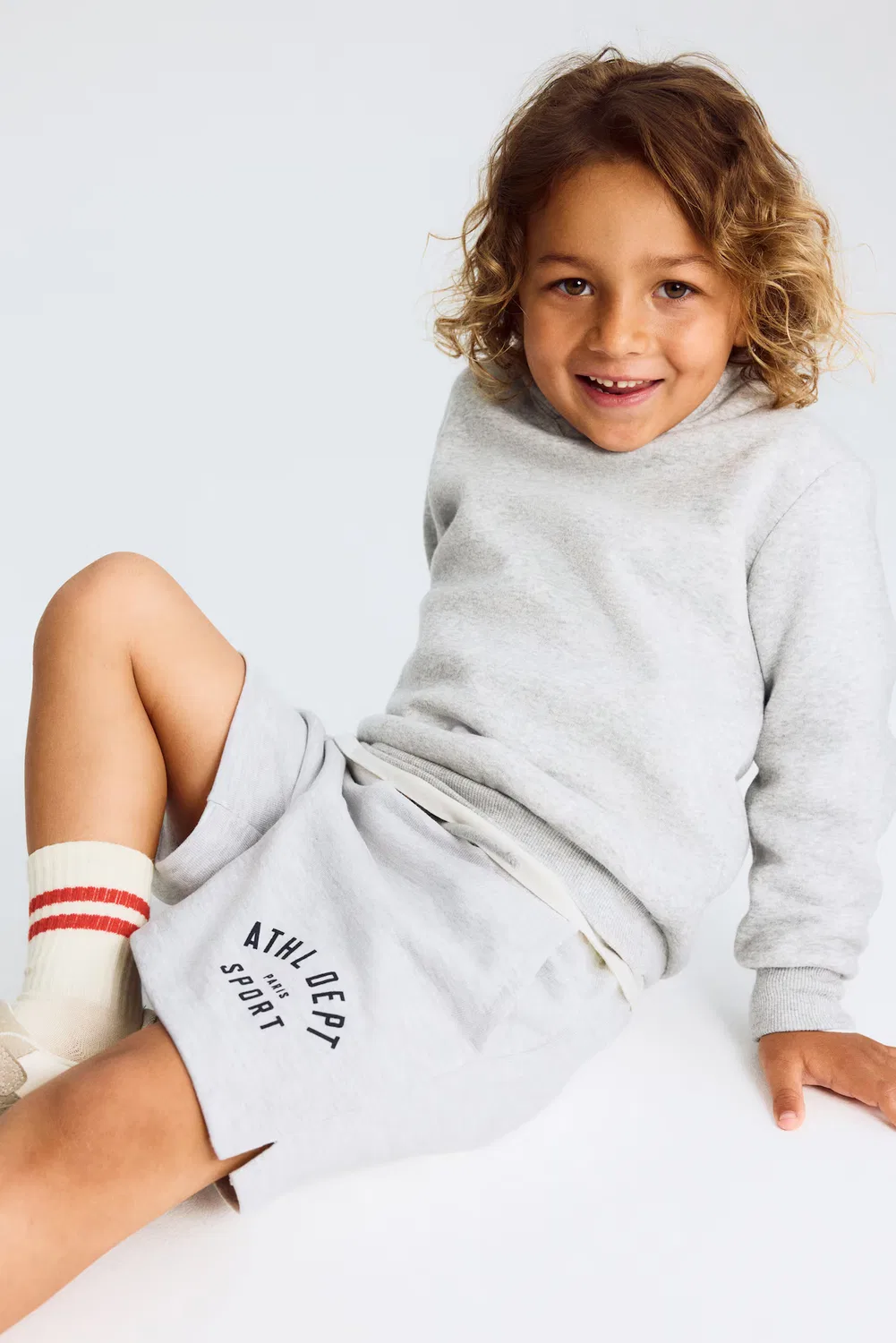 Шорты из хлопчатобумажной ткани, используемой для толстовок H&M, Hellgraumeliert/Athl Dept — фото 2