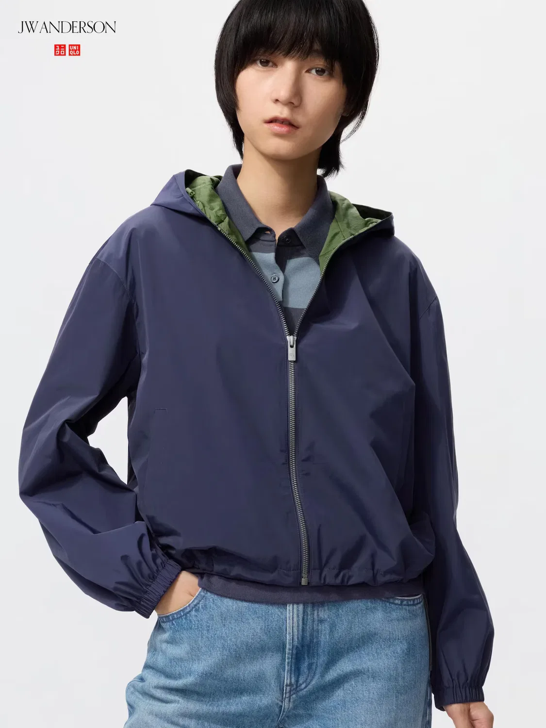 Парка Uniqlo, ветрозащитная короткая куртка, темно-синий