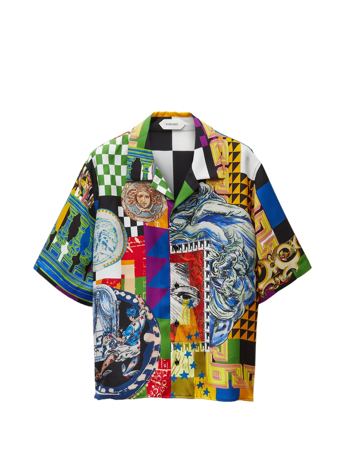 Шелковая рубашка Medusa Collage черная Versace, черный