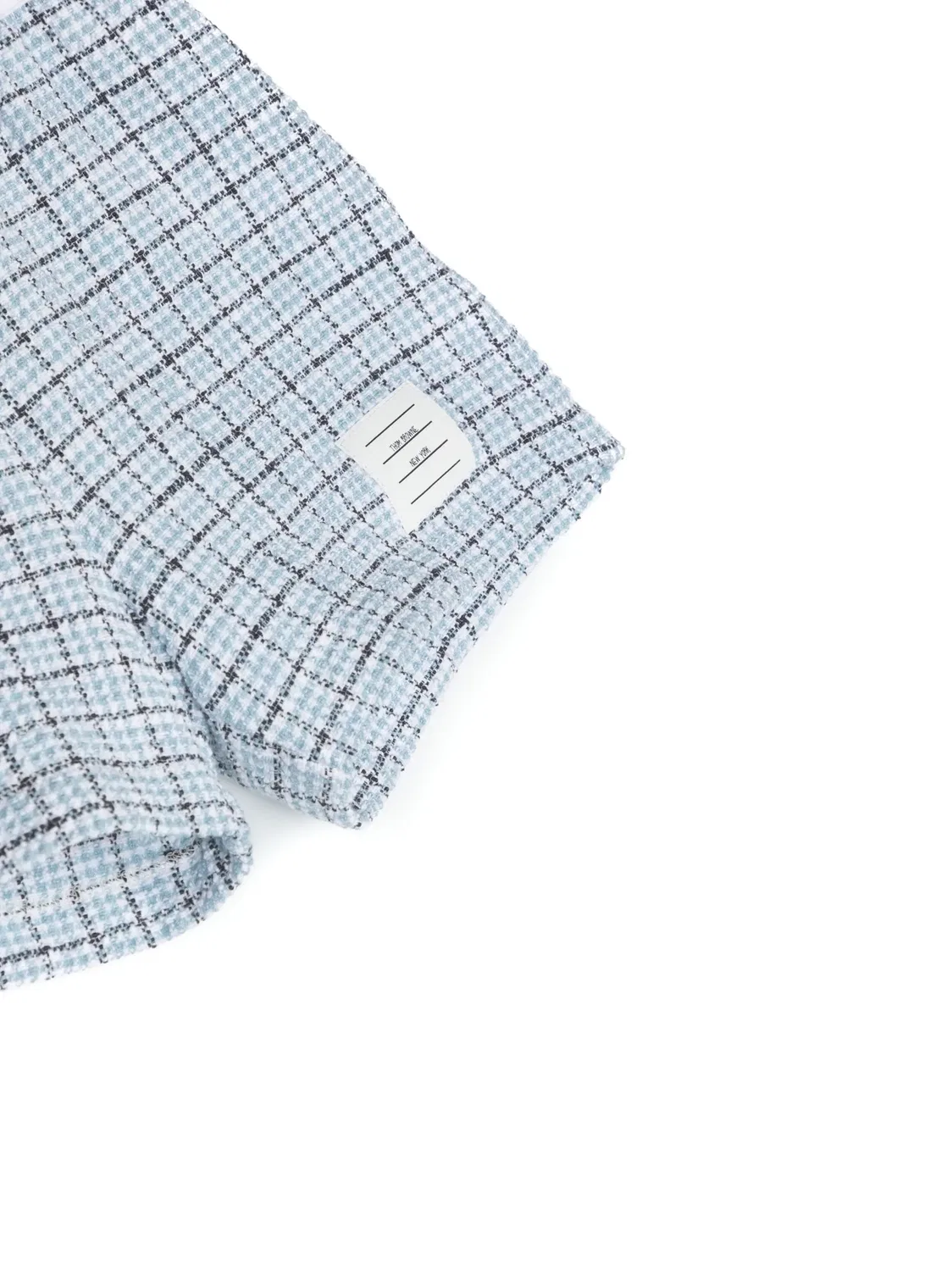 Твидовые шорты с нашивкой логотипа Thom Browne, синий — фото 3