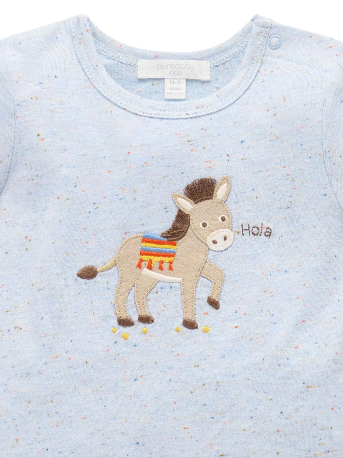 Комплект из футболки и шорт с осликом Purebaby, синий — фото 4