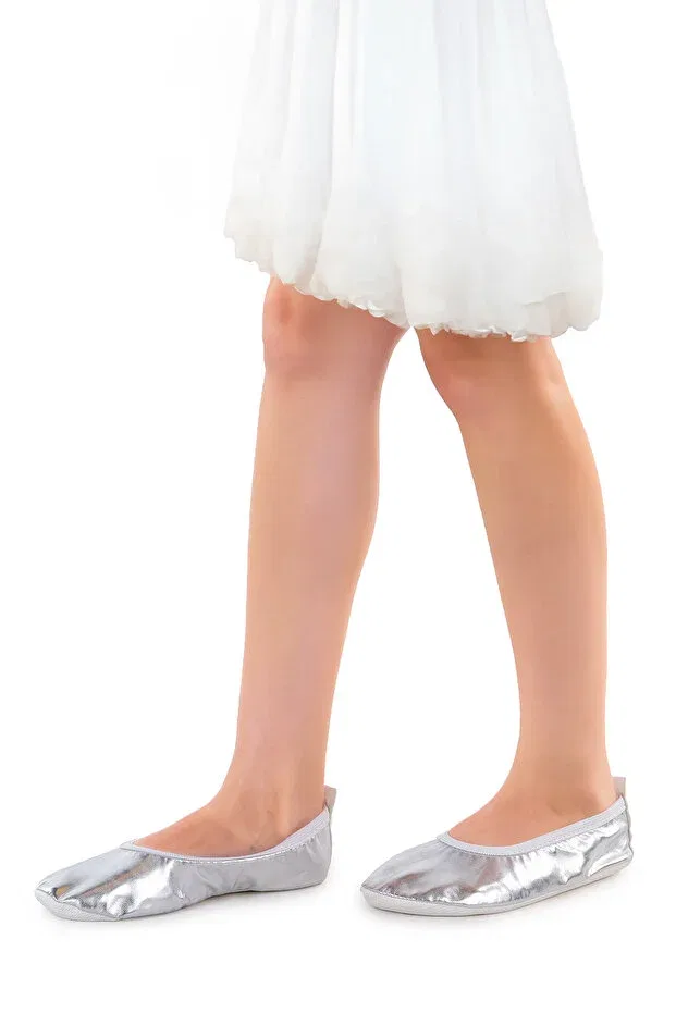 Детские балетки для девочек текстильные Kiko Kids, Silver — фото 3