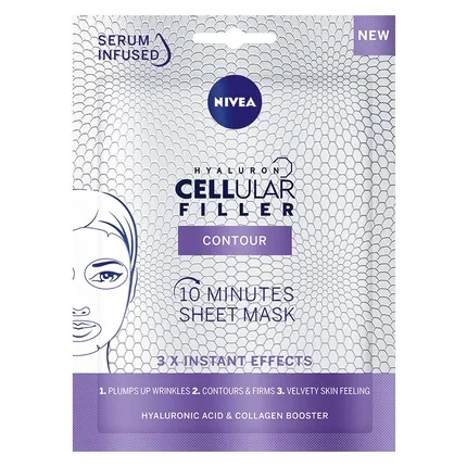 Тканевая маска для лица с гиалуроновой кислотой Nivea Hyaluron Cellular Filler Contour 10-Minute Sheet Mask