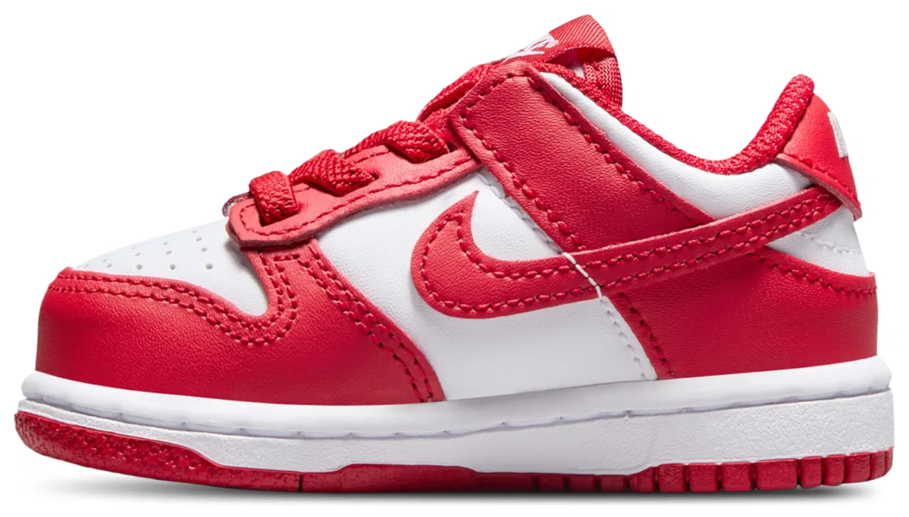 Кроссовки для мальчиков Dunk Low Nike, цвет University Red/White — фото 2
