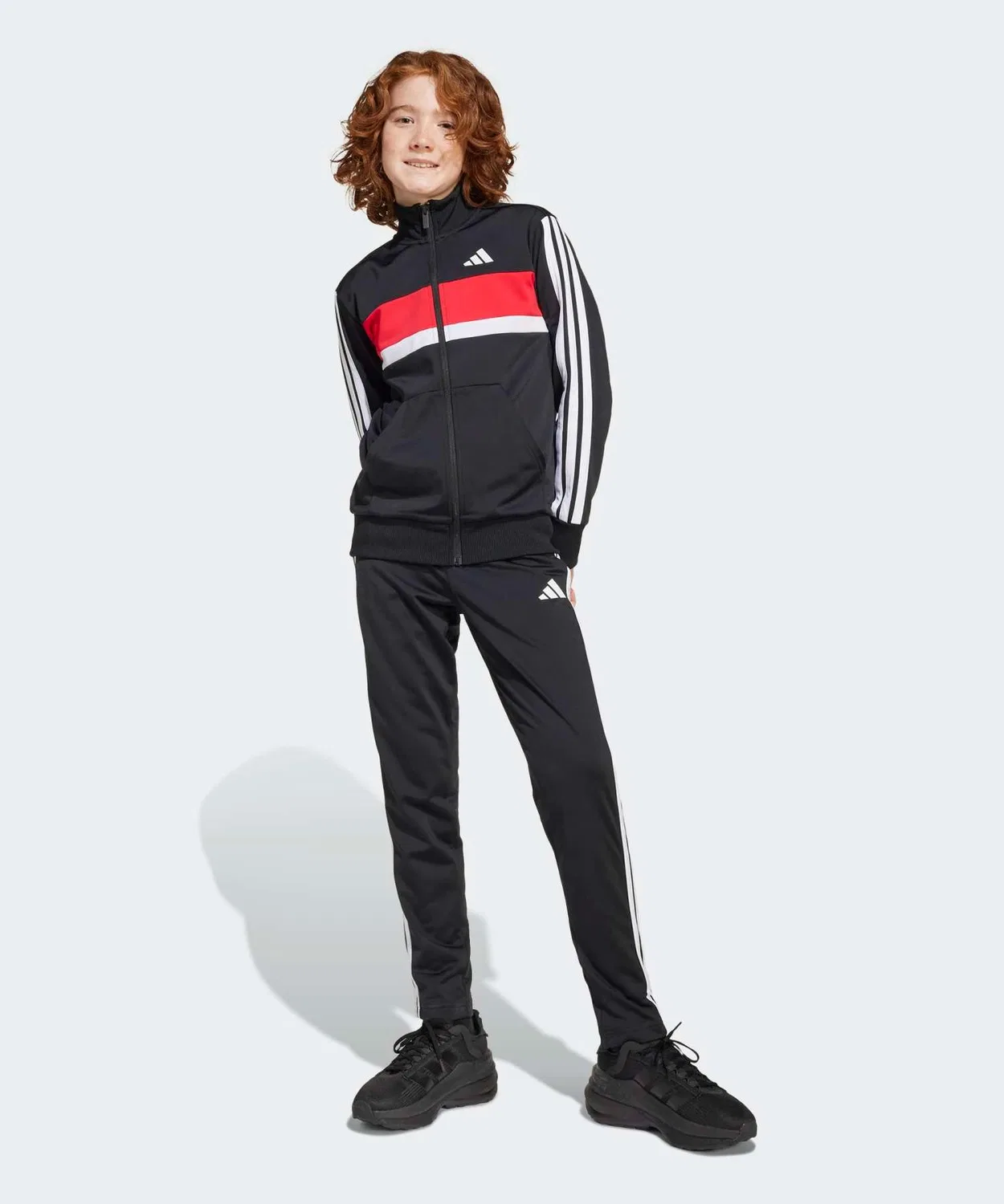 Детский спортивный костюм с тремя полосками Tiberio Adidas, Black/Red — фото 3