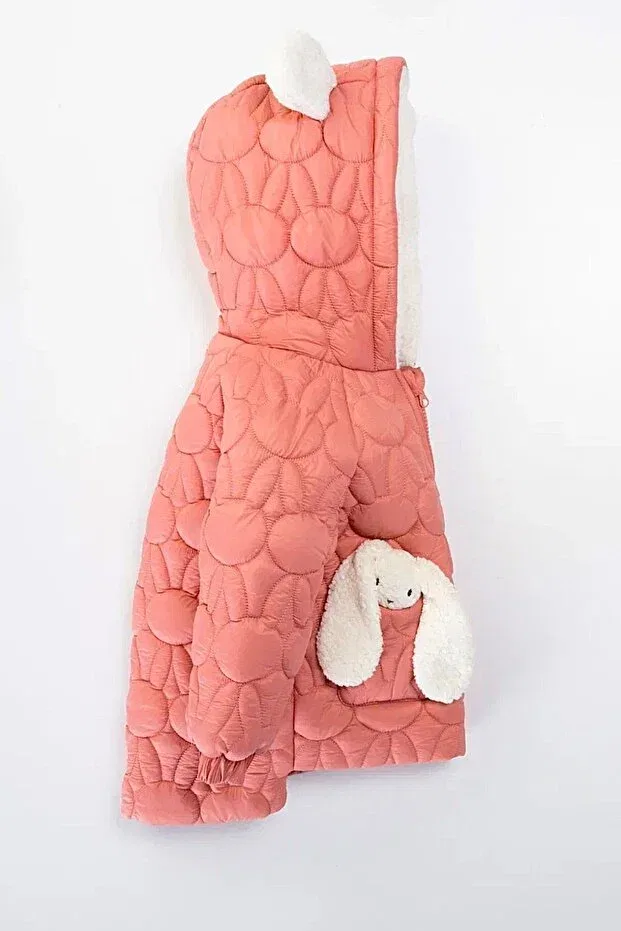 Детское зимнее пальто для девочек стеганое с капюшоном Dekubaby, Dried Rose — фото 3