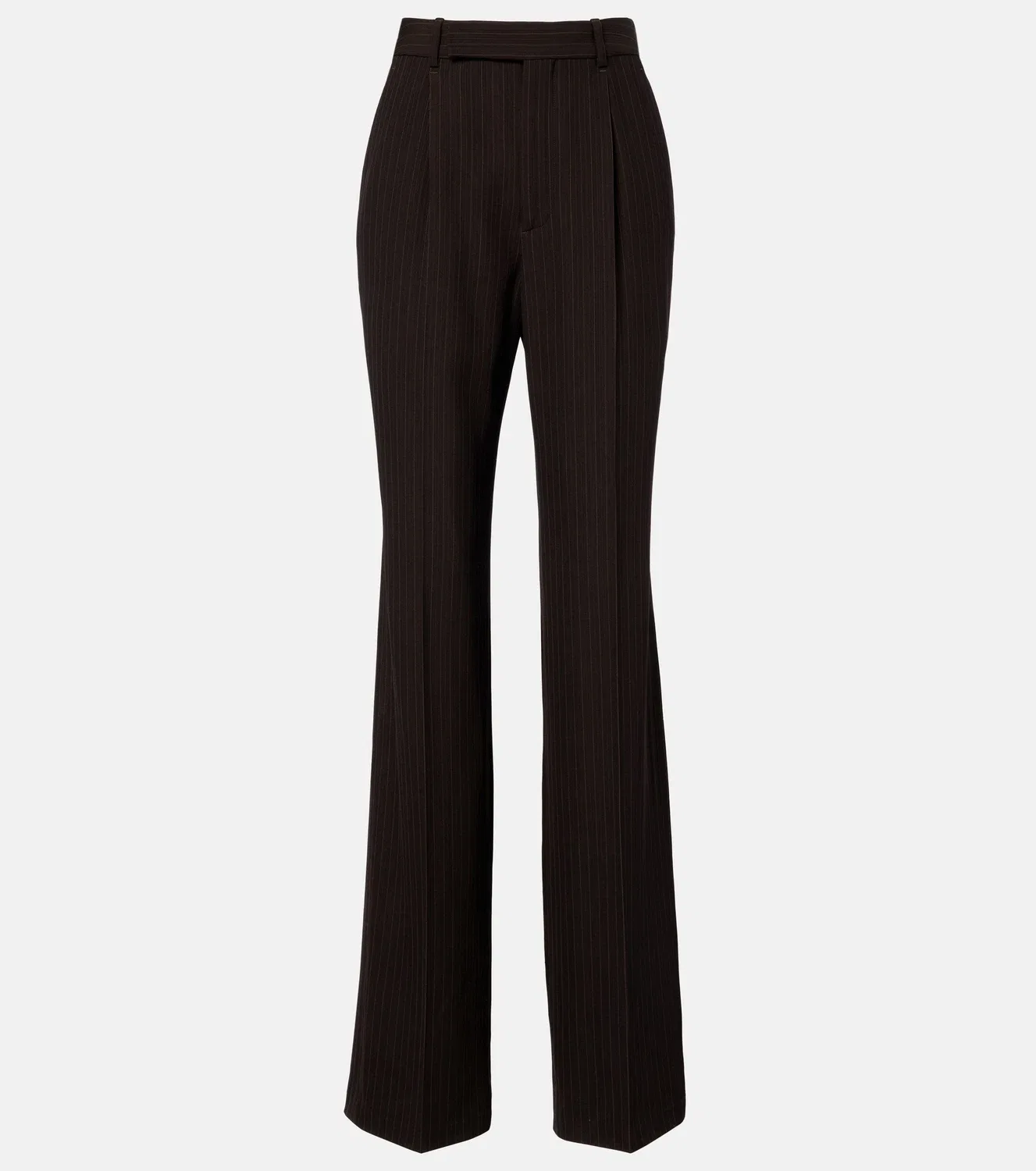 Прямые брюки в тонкую полоску Saint Laurent, коричневый