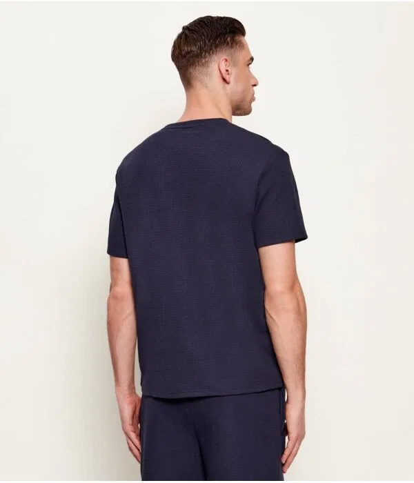Мужская футболка вафельная T-Shirt Waffle BOSS, Blu Marino — фото 3