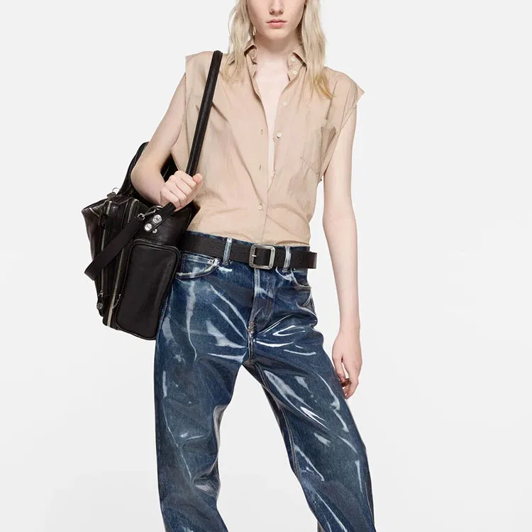 Женская безрукавная рубашка с нагрудным карманом Acne Studios, Light Pink — фото 4