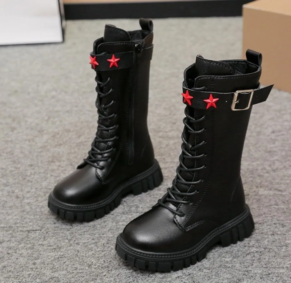 Детские ботинки для девочек с принтом, модель Girls Waterproof Riding Boots, Black — фото 2