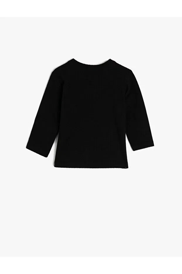 Детская футболка с длинным рукавом с принтом Koton, Black/999 — фото 2