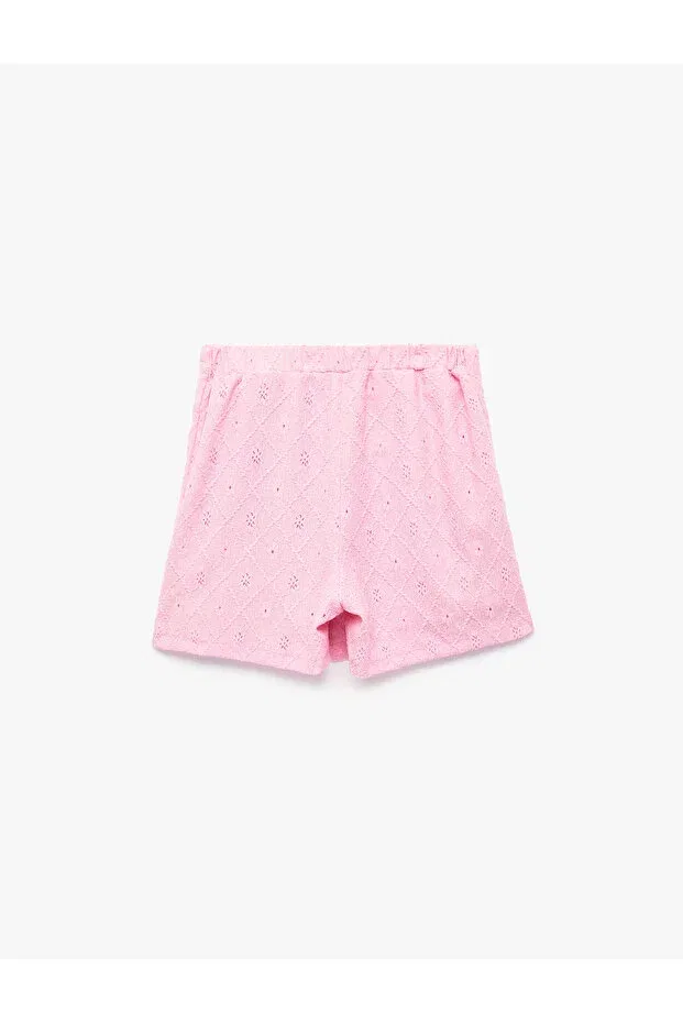 Детские шорты для девочек с вышивкой Bow Detailed Embroidered Short Skirt Koton, Rose — фото 2