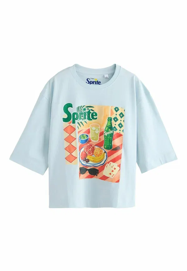 Пижамный комплект из хлопка и вискозы с льном, Regular fit - sprite graphic short pyjamas set, Next, синий — фото 2