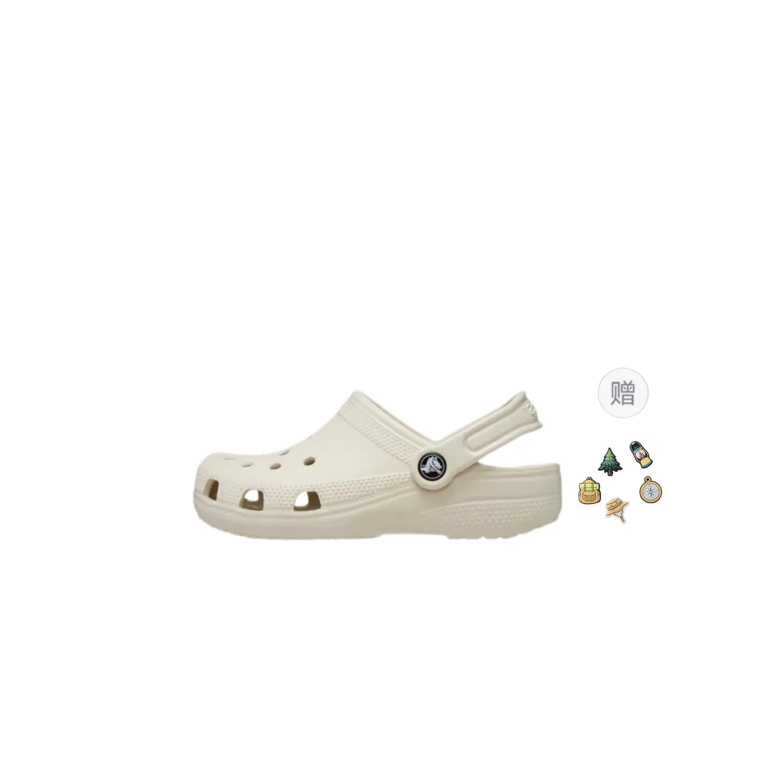 Детские сандалии дышащие с принтом Classic Clog Breathable Sandal Crocs, Beige (With Shoe Flower)