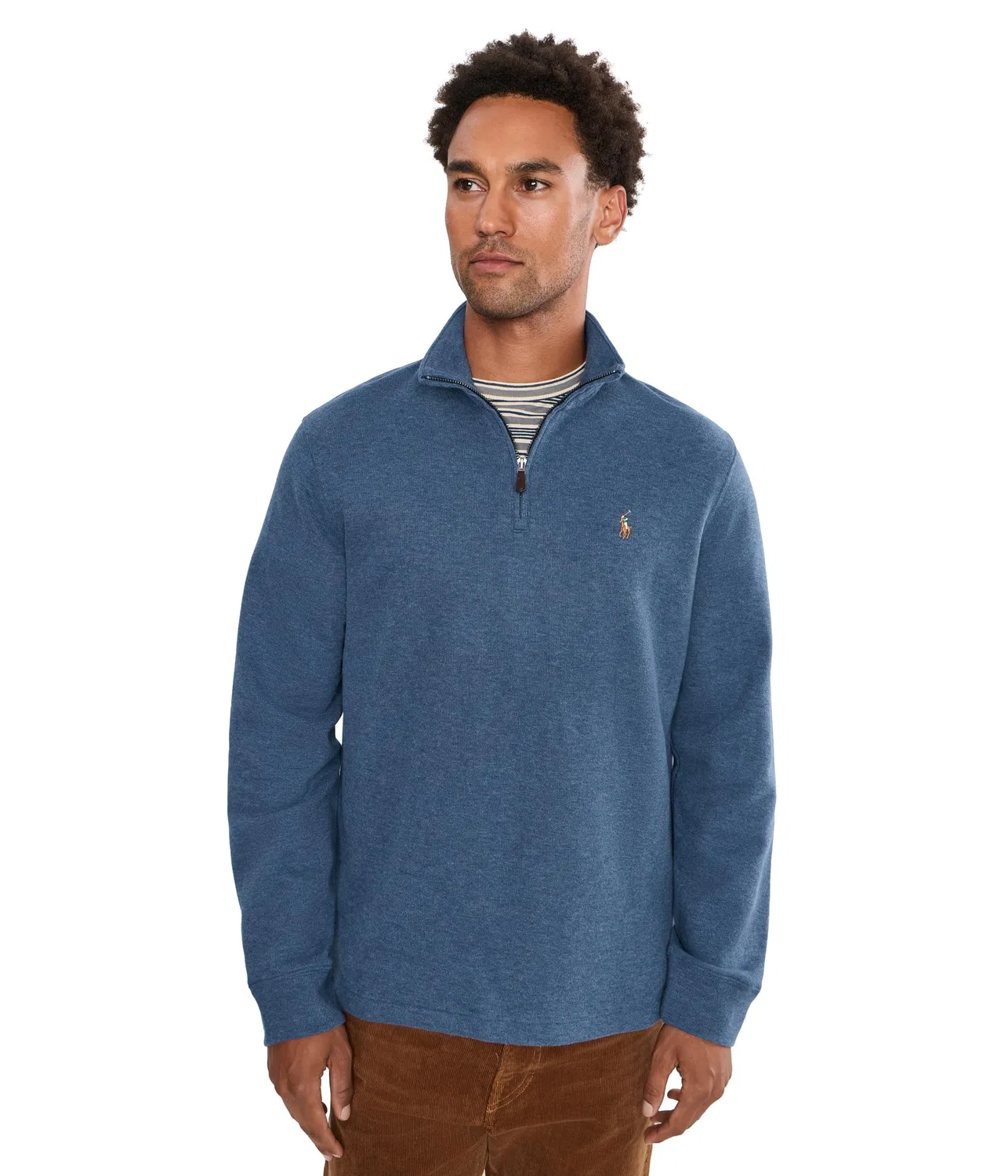 Пуловер Estate-Rib с застежкой-молнией на четверть длины Polo Ralph Lauren, Derby Blue Heather