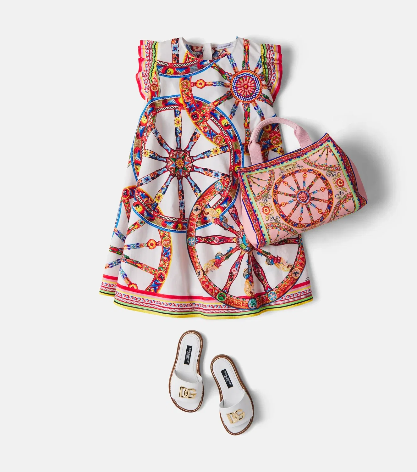 Платье хлопковое с рюшами Carretto Dolce&Gabbana Kids, белый — фото 2