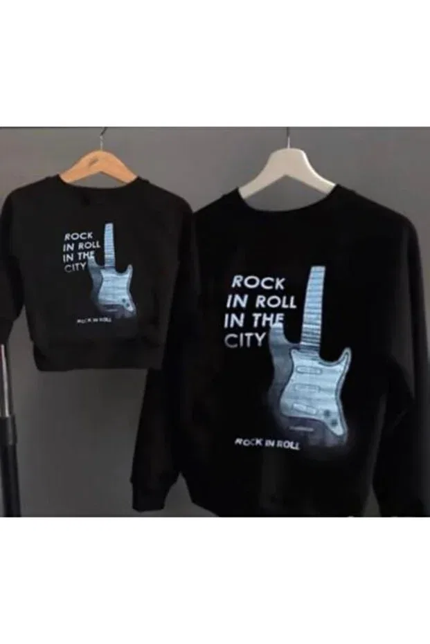 Детское для девочек свитшот с принтом Father son sweatshirt Tunay Moda, Siyah