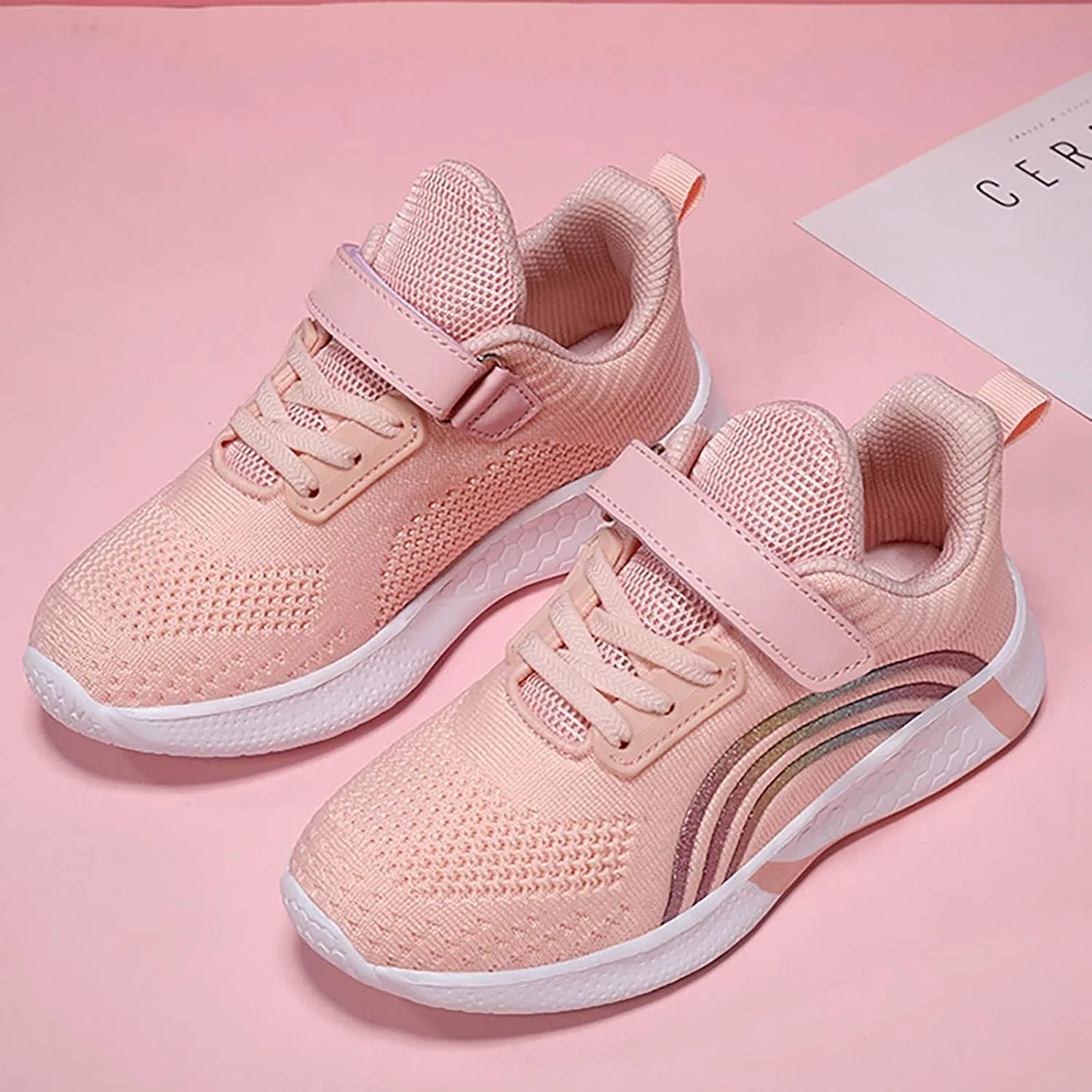 Детские кроссовки для девочек с дышащей сеткой, Pink — фото 3