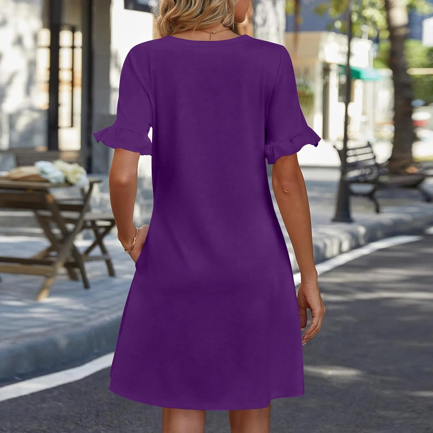 Женское повседневное платье мини A-силуэта, Dark Purple — фото 3