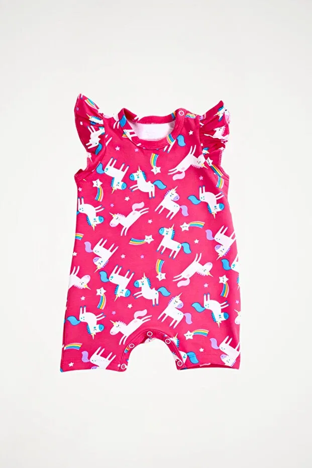 Детский комбинезон для девочек хлопковый Unicorn Pattern Newteam, Fuchsia