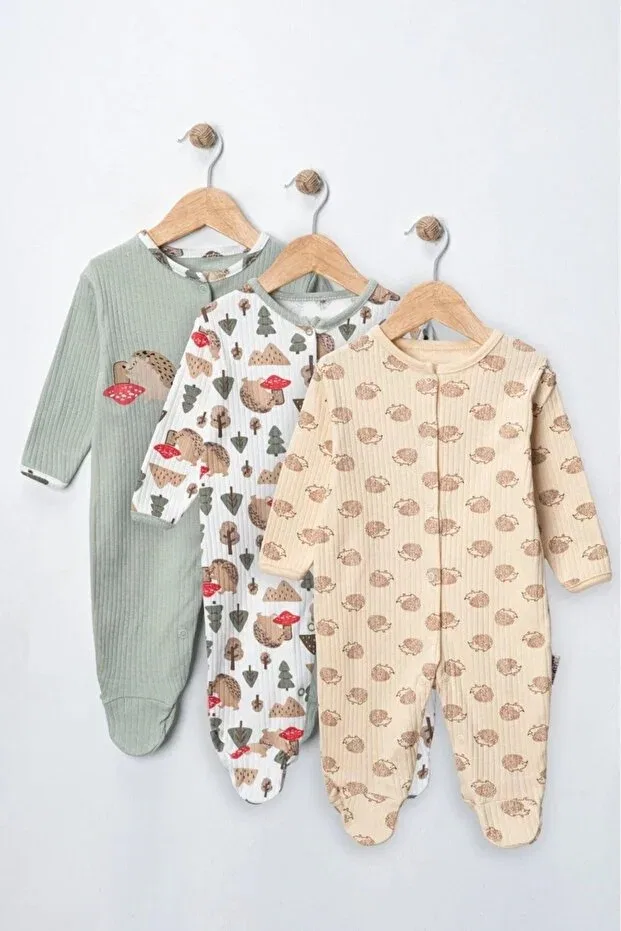 Детский комплект боди-комбинезонов с принтом Basics Enia Baby, Çok Renkli